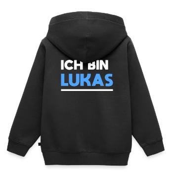 Lukas Name Spruch für stolze Lukas - Kinder Premium Organic Hoodie - Schwarz - Hinten - AI Model Kid Male (0cm)