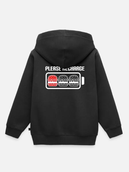 Burger Bitte aufladen - Kinder Premium Organic Hoodie - Schwarz