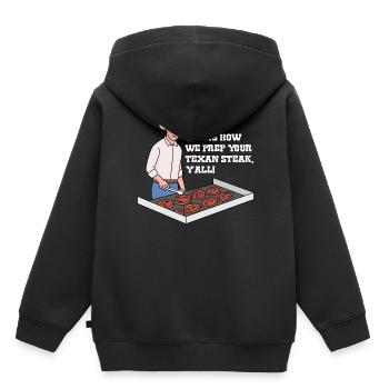 Steak in Texas Design für stolze Texaner - Kinder Premium Organic Hoodie - Schwarz - Hinten - AI Model Kid Male (0cm)
