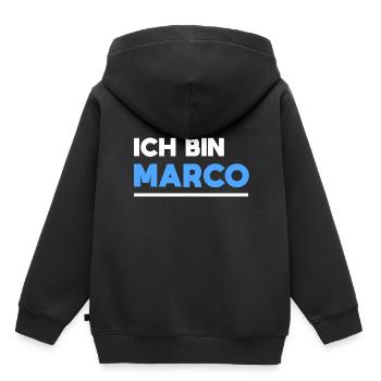 Marco Name Spruch für stolze Marcos - Kinder Premium Organic Hoodie - Schwarz - Hinten - AI Model Kid Male (0cm)