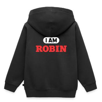 Robin Name Saying für stolze Robins - Kinder Premium Organic Hoodie - Schwarz - Hinten - AI Model Kid Male (0cm)
