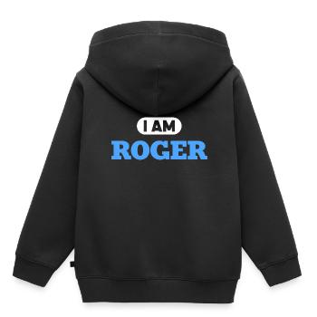 Roger Name Saying für stolze Rogers - Kinder Premium Organic Hoodie - Schwarz - Hinten - AI Model Kid Male (0cm)