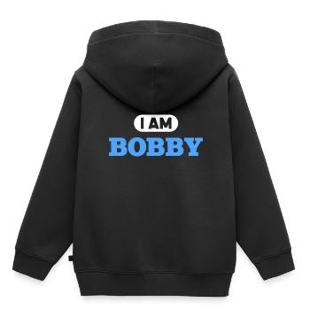 Bobby Name Saying für stolze Bobbys - Kinder Premium Organic Hoodie - Schwarz - Hinten - AI Model Kid Male (0cm)