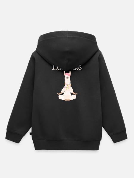 Lustiges Lama meditiert - Kinder Premium Organic Hoodie - Schwarz