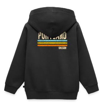 Portland Oregon - Sweat Premium à capuche enfant bio - noir - Dos - AI Model Kid Male (0cm)