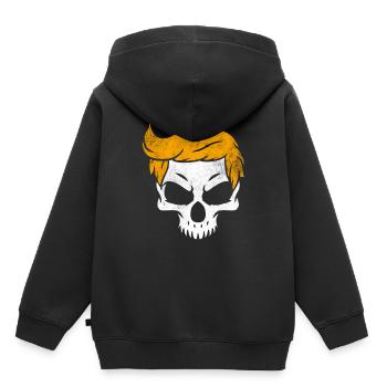 Totenkopf mit blonde Haaren - Kinder Premium Organic Hoodie - Schwarz - Hinten - AI Model Kid Male (0cm)