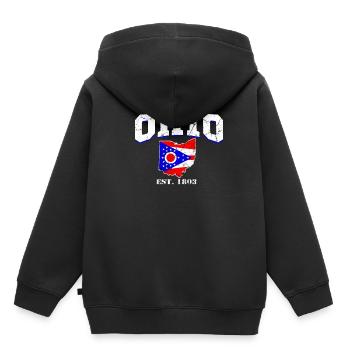 Ohio est. - Sweat Premium à capuche enfant bio - noir - Dos - AI Model Kid Male (0cm)