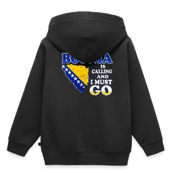 Bosnien ist am rufen - Kinder Premium Organic Hoodie - Schwarz - Hinten - AI Model Kid Male (0cm)