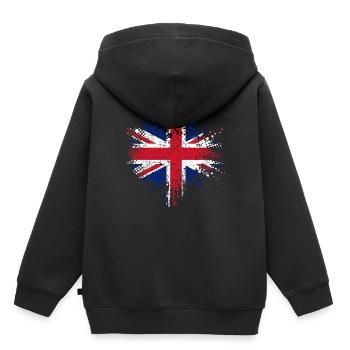 Union Jack - Drapeau britannique - Sweat Premium à capuche enfant bio - noir - Dos - AI Model Kid Male (0cm)