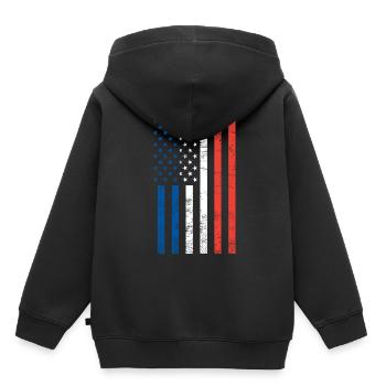 Drapeau français américain - Sweat Premium à capuche enfant bio - noir - Dos - AI Model Kid Male (0cm)