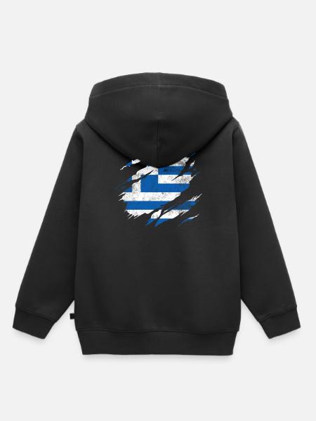 Griechenland Flagge - Kinder Premium Organic Hoodie - Schwarz