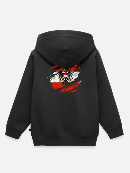 Österreichische Flagge mit Adler Wappen - Kinder Premium Organic Hoodie - Schwarz