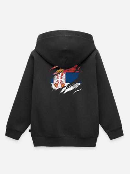 Serbien Flagge Wappen - Kinder Premium Organic Hoodie - Schwarz
