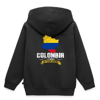 Colombie Fan - Sweat Premium à capuche enfant bio - noir - Dos - AI Model Kid Male (0cm)