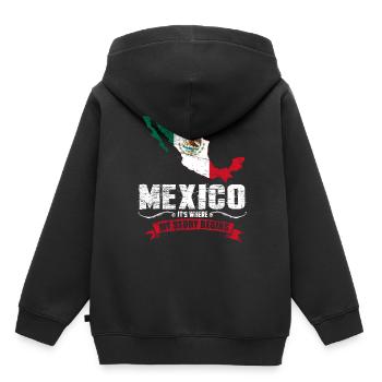 Mexiko - Kinder Premium Organic Hoodie - Schwarz - Hinten - AI Model Kid Male (0cm)