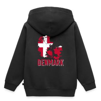 Danemark Pavillon pays Frontière - Sweat Premium à capuche enfant bio - noir - Dos - AI Model Kid Male (0cm)