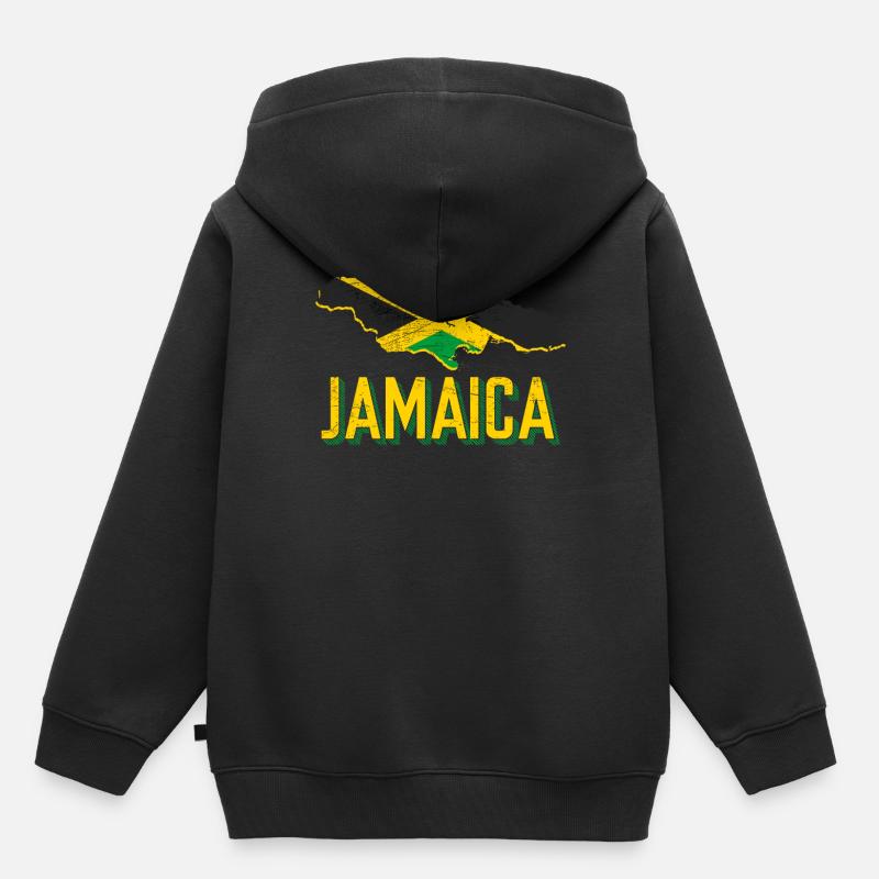 Jamaïque Fan - Sweat Premium à capuche enfant bio - noir