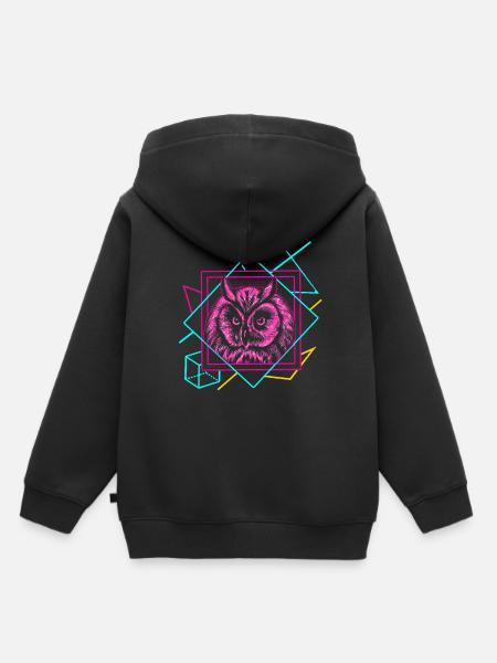 Eule - Kinder Premium Organic Hoodie - Schwarz