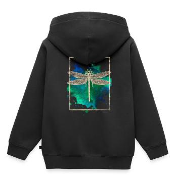 Libelle - Kinder Premium Organic Hoodie - Schwarz - Hinten - AI Model Kid Male (0cm)