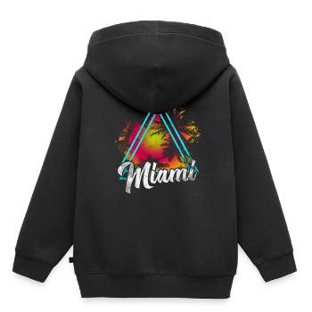 Miami Florida - Sweat Premium à capuche enfant bio - noir - Dos - AI Model Kid Male (0cm)