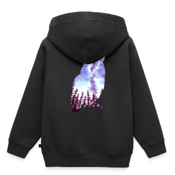 Owl Starry Sky Forest - Kids Premium Organic Hoodie - black - Back - AI Model Kid Male (0cm)