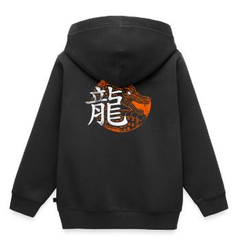 Dragon Chine Caractères - Sweat Premium à capuche enfant bio - noir - Dos - AI Model Kid Male (0cm)