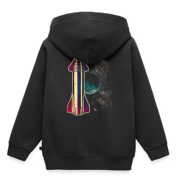 Starship Rakete Raumschiff - Kinder Premium Organic Hoodie - Schwarz - Hinten - AI Model Kid Male (0cm)