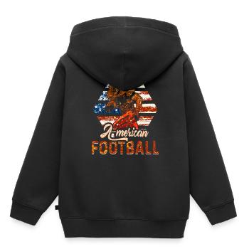 American Football - Kinder Premium Organic Hoodie - Schwarz - Hinten - AI Model Kid Male (0cm)
