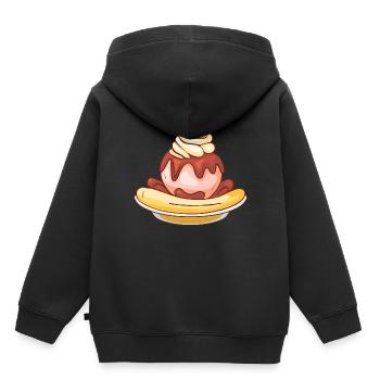 Crème glacée, crème glacée, crème glacée, crème glacée, boule, crème glacée, sundae - Sweat Premium à capuche enfant bio - noir - Dos - AI Model Kid Male (0cm)