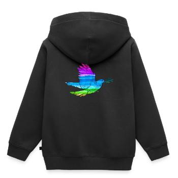 Colombe de la Paix - Sweat Premium à capuche enfant bio - noir - Dos - AI Model Kid Male (0cm)