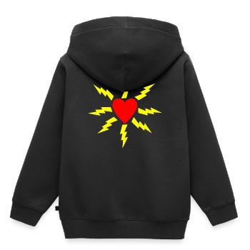 Herz mit Blitzen - Kinder Premium Organic Hoodie - Schwarz - Hinten - AI Model Kid Male (0cm)