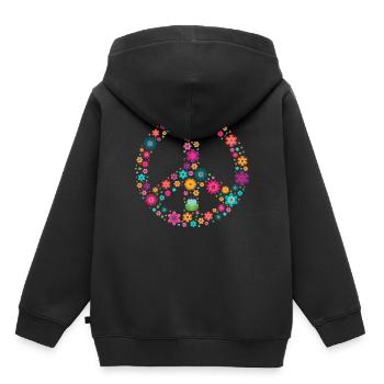 Signes de paix - Sweat Premium à capuche enfant bio - noir - Dos - AI Model Kid Male (0cm)
