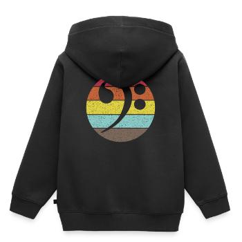 Clé de Basse. Clé de Basse vintage en détresse - Sweat Premium à capuche enfant bio - noir - Dos - AI Model Kid Male (0cm)