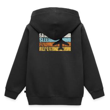 Manger le sommeil répète mouche. Équipage de cabine - Sweat Premium à capuche enfant bio - noir - Dos - AI Model Kid Male (0cm)