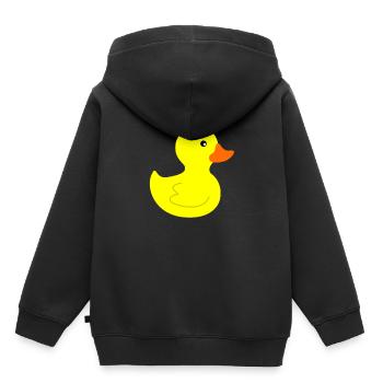 Canard jaune Bain Canard Grincheux Canard - Sweat Premium à capuche enfant bio - noir - Dos - AI Model Kid Male (0cm)