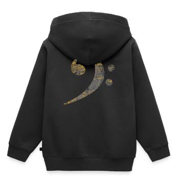 Clé basse, Bass Clef distressed - Sweat Premium à capuche enfant bio - noir - Dos - AI Model Kid Male (0cm)