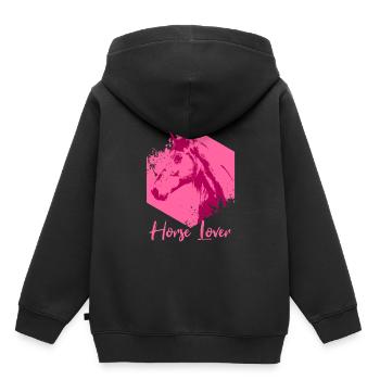 Cheval Pony Equitation Sports équestres Cadeau - Sweat Premium à capuche enfant bio - noir - Dos - AI Model Kid Male (0cm)