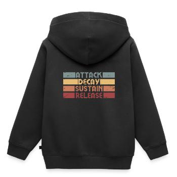 ADSR Synth Synthesizer Retro Musik Geschenk Design - Kinder Premium Organic Hoodie - Schwarz - Hinten - AI Model Kid Male (0cm)