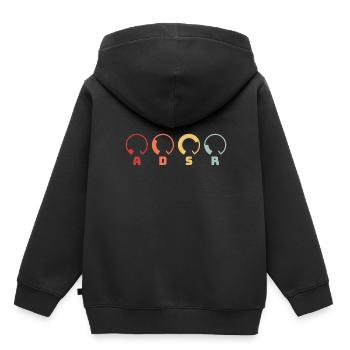 ADSR Synth Synthesizer Retro DJ Musik Geschenk Design - Kinder Premium Organic Hoodie - Schwarz - Hinten - AI Model Kid Male (0cm)