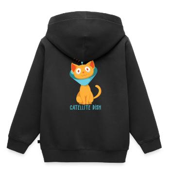 Satellite Cat Catellite TV Étalonnage Satellite - Sweat Premium à capuche enfant bio - noir - Dos - AI Model Kid Male (0cm)
