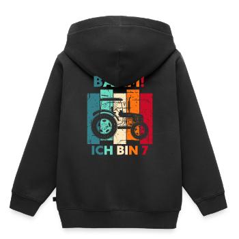 7. Geburtstag 7 Jahre Geschenk Sieben Traktor - Kinder Premium Organic Hoodie - Schwarz - Hinten - AI Model Kid Male (0cm)