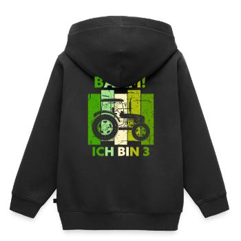 3. Geburtstag 3 Jahre Geschenk Drei Traktor - Kinder Premium Organic Hoodie - Schwarz - Hinten - AI Model Kid Male (0cm)