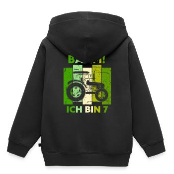 7. Geburtstag 7 Jahre Geschenk Sieben Traktor - Kinder Premium Organic Hoodie - Schwarz - Hinten - AI Model Kid Male (0cm)