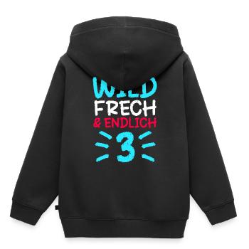 3 Geschenk 3. Geburtstag Drei Junge Mädchen - Kinder Premium Organic Hoodie - Schwarz - Hinten - AI Model Kid Male (0cm)