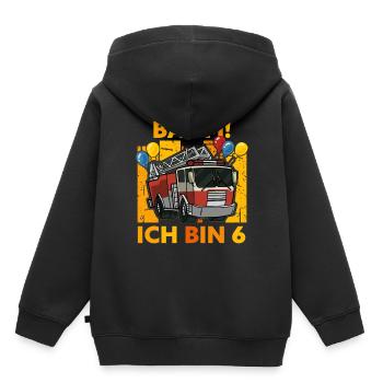 6. Geburtstag Feuerwehr Junge 6 Jahre Geschenk - Kinder Premium Organic Hoodie - Schwarz - Hinten - AI Model Kid Male (0cm)