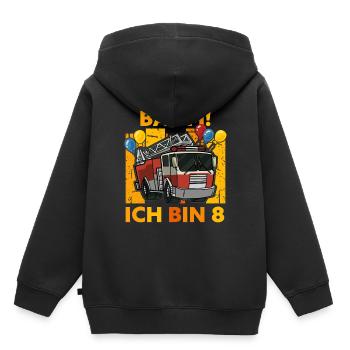 8. Geburtstag Feuerwehr Junge 8 Jahre Geschenk - Kinder Premium Organic Hoodie - Schwarz - Hinten - AI Model Kid Male (0cm)
