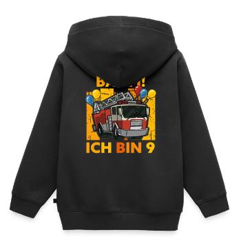 9. Geburtstag Feuerwehr Junge 9 Jahre Geschenk - Kinder Premium Organic Hoodie - Schwarz - Hinten - AI Model Kid Male (0cm)