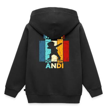 Andi Geschenk Name Vorname Geburtstag - Kinder Premium Organic Hoodie - Schwarz - Hinten - AI Model Kid Male (0cm)