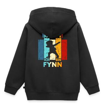 Fynn Geschenk Name Vorname Geburtstag - Kinder Premium Organic Hoodie - Schwarz - Hinten - AI Model Kid Male (0cm)