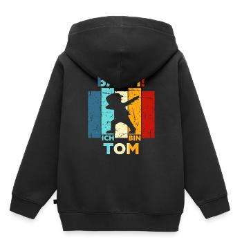 Tom Geschenk Name Vorname Geburtstag - Kinder Premium Organic Hoodie - Schwarz - Hinten - AI Model Kid Male (0cm)